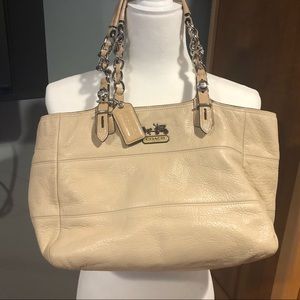 Coach Madison Leather Tribeca East/West Tote Cream